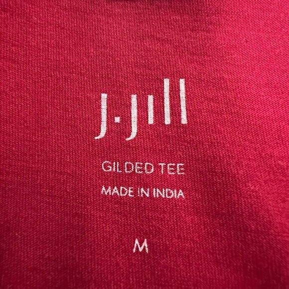 J Jill Womens Gilded Tee T-Shirt Red Long Sleeve Scoop Neck Embellished Sequin M - Picture 11 of 11